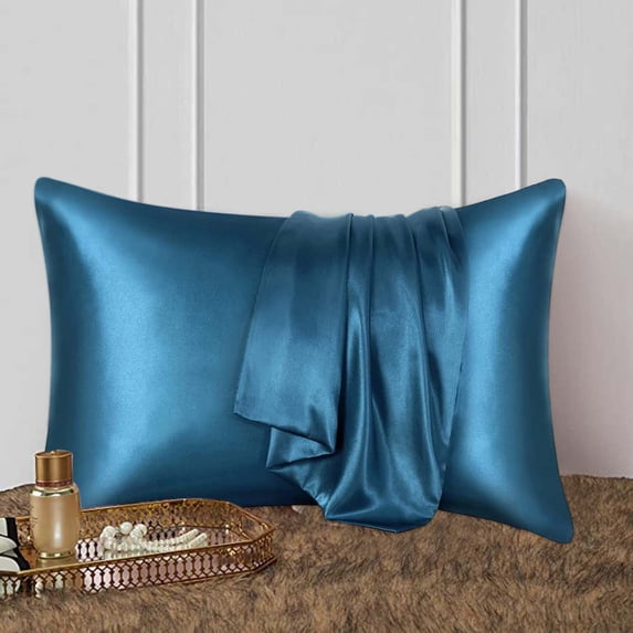 Satin Pillowcase for Hair And Skin Pillowcases Standard Size Luxury And Soft Satin Pillow Covers 1 Pack 20x30 Inches, Dark Blue