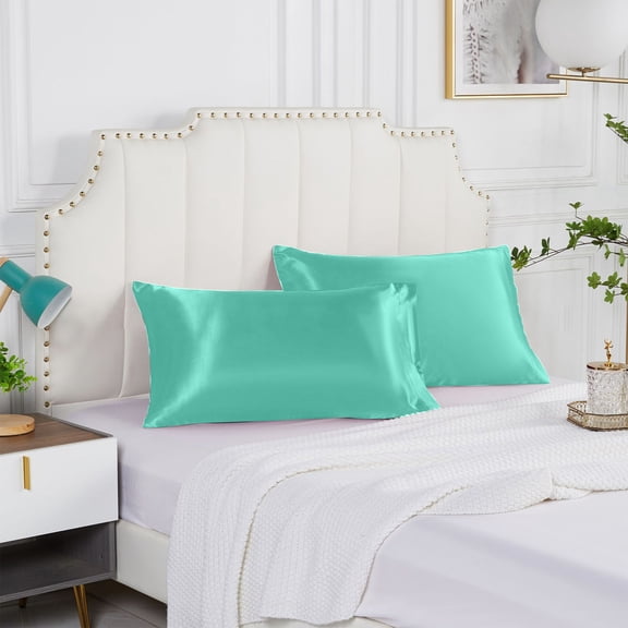 Satin Pillowcase for Hair And Skin, Pillowcases Standard Size Set Of 2, Luxury And Soft Satin Pillowcovers 2 Pack (20x30 Inches), Mint Green