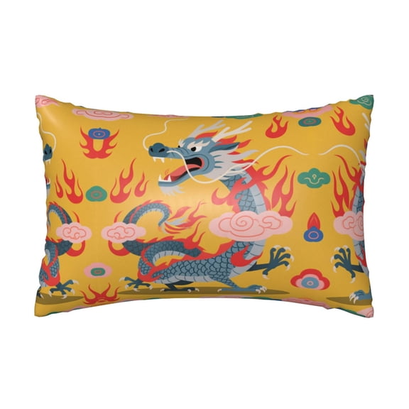 Satin Pillowcase for Hair and Skin Ancient Chinese Qing Dynasty Eror'S Dragon Silk Pillow Cover with Zipper Pillow Cases, Cooling (20x30 Inches)