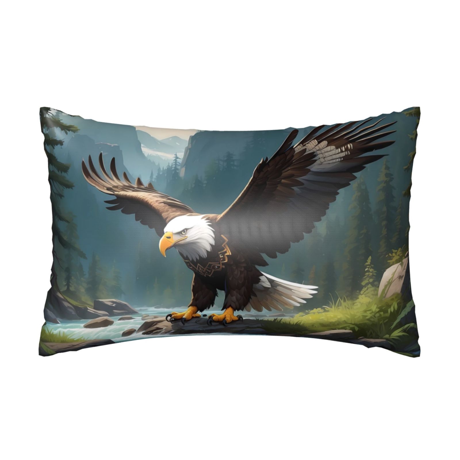 Satin Pillowcase for Hair and Skin Forest River Bald Eagle Similar to
