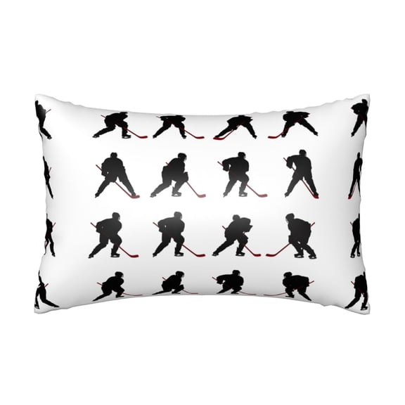 Satin Pillowcase for Hair and Skin Ice Hockey Pattern Silk Pillow Cover with Zipper Pillow Cases, Cooling (20x30 Inches)