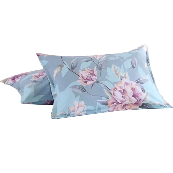 Satin Pillowcase for Hair and Skin - Printed Spring Flowers Silk Pillow Cases 20X30 Inches - Gifts for Women Men Blue