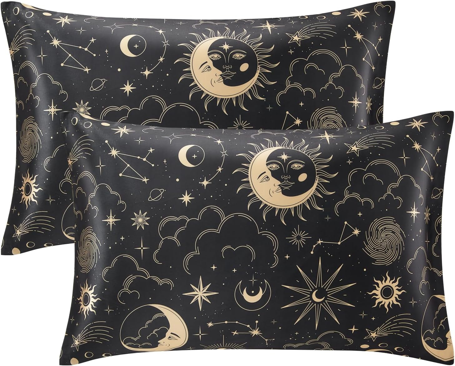 Satin Pillowcase for Hair and Skin Queen - Printed Silk Pillow Cases 2 Pack 20x30 inches Set of with Envelope Closure, Gifts Women Men