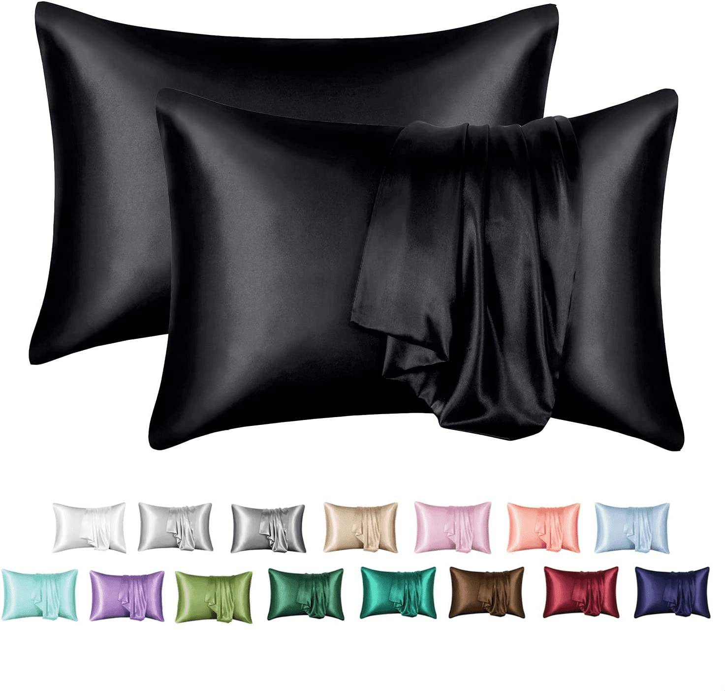 Satin Pillowcase for Hair and Skin, Silk Satin Pillowcase 2 Pack, Queen Size