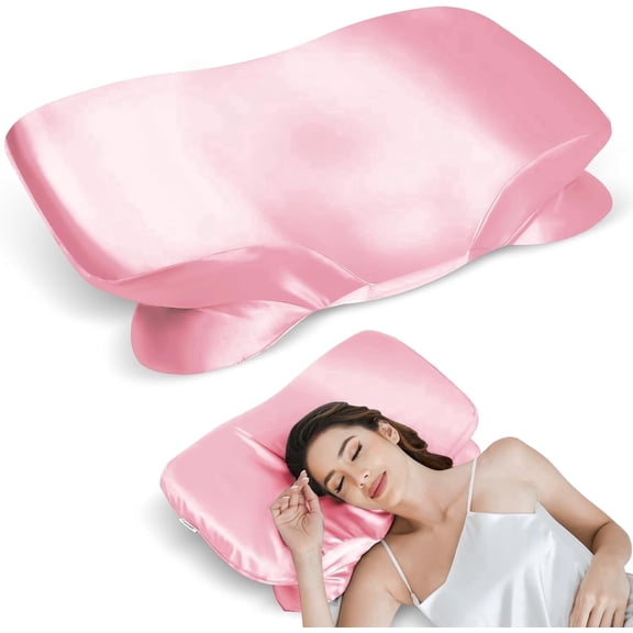 Satin Pillowcase for Zelimun Cervical Pillow, Ergonomic Case, Smooth & Soft Sleeping Pillowcase, Pink Pillow Cover with Zipper