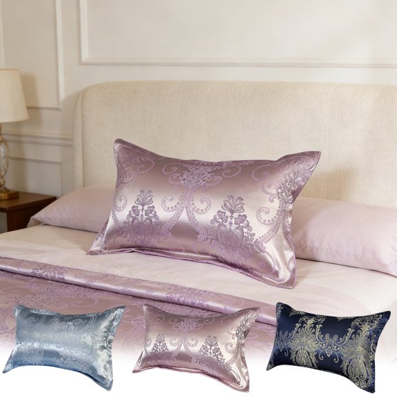 Satin Pillowcases for Bedroom Decor with Damask Weave and Breathable Polyester Fabric for Wrinkle Resistance and Hair Frizz Reduction on Standard Queen Size Pillows, Vsgery