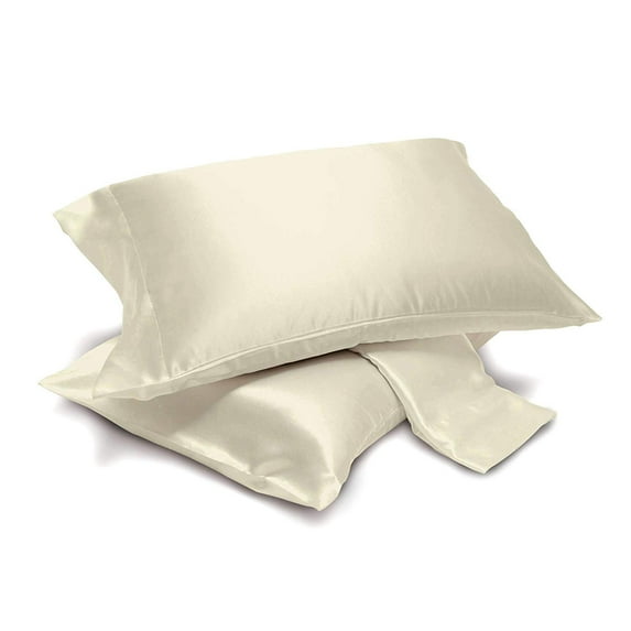 Satin Pillowcases Pair with Envelope Closure (King, Beige)