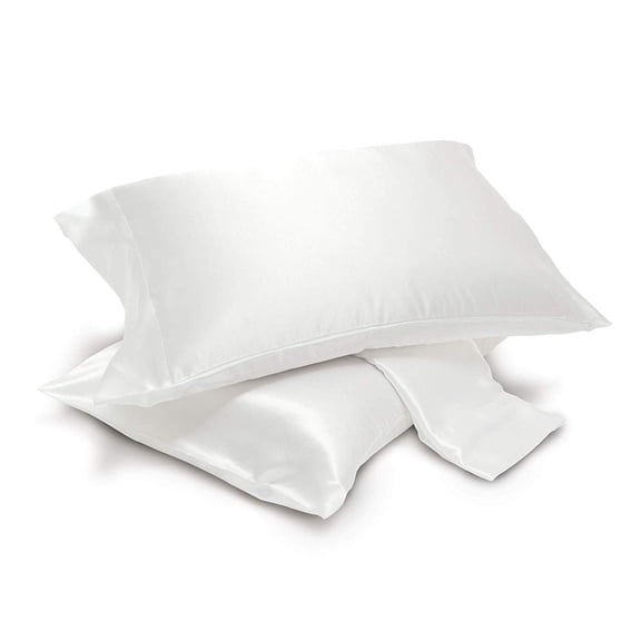 Satin Pillowcases Pair with Envelope Closure (Standard, White)