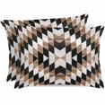 thumbnail image 1 of Satin Pillowcases Standard Size, Brown Geometric Farmhouse Southwestern Silk Pillow Cases for Hair and Skin with Zipper 2 Pack, Abstract Aztec Smooth Throw Pillow Covers for Sleeping, 20"x26", 1 of 6