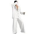thumbnail image 1 of Satin Pjs for Women Set 2 Pieces Valentines Outfits Long Sleeve Button Down Sleep & Lounge White Pajama Set for Women, 1 of 5