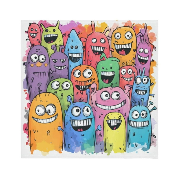 Satin Polyester Napkins - 20x20 InchSingle-Sided Printed Napkins, 1-Piece/4-Piece/6-Piece Set, DIY Personalized Table Setting，A Cartoon