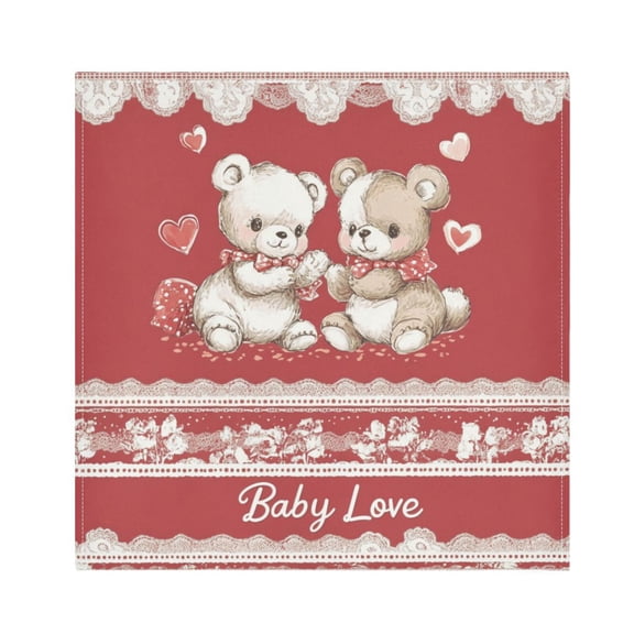 Satin Polyester Napkins - 20x20 InchSingle-Sided Printed Napkins, 1-Piece/4-Piece/6-Piece Set, DIY Personalized Table Setting,Bears