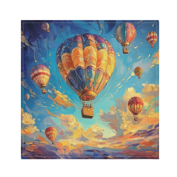 Satin Polyester Napkins - 20x20 InchSingle-Sided Printed Napkins, 1-Piece/4-Piece/6-Piece Set, DIY Personalized Table Setting,Colorful Hot Air Balloons