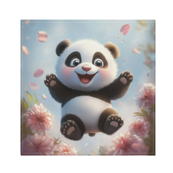 Satin Polyester Napkins - 20x20 InchSingle-Sided Printed Napkins, 1-Piece/4-Piece/6-Piece Set, DIY Personalized Table Setting,Cute Baby Panda