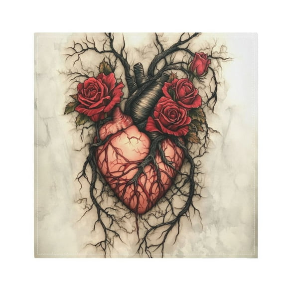 Satin Polyester Napkins - 20x20 InchSingle-Sided Printed Napkins, 1-Piece/4-Piece/6-Piece Set, DIY Personalized Table Setting，Heart