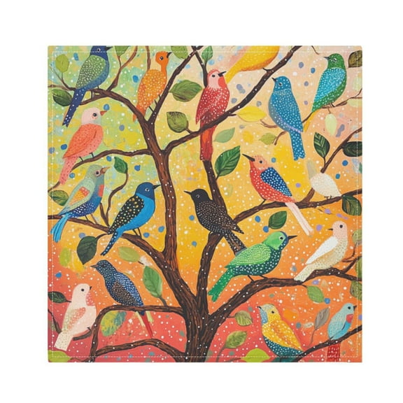 Satin Polyester Napkins - 20x20 InchSingle-Sided Printed Napkins, 1-Piece/4-Piece/6-Piece Set, DIY Personalized Table Setting,Many Birds
