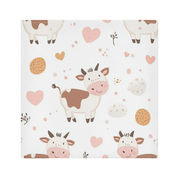Satin Polyester Napkins - 20x20 InchSingle-Sided Printed Napkins, 1-Piece/4-Piece/6-Piece Set, DIY Personalized Table Setting,Many Cows