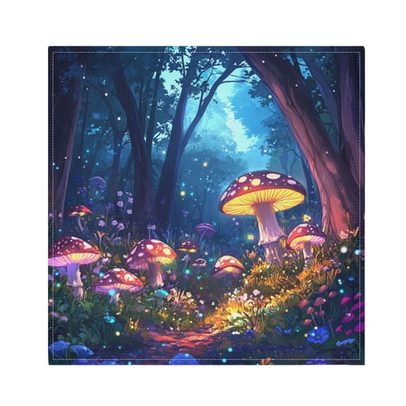 Satin Polyester Napkins - 20x20 InchSingle-Sided Printed Napkins, 1-Piece/4-Piece/6-Piece Set, DIY Personalized Table Setting，Many Mushrooms