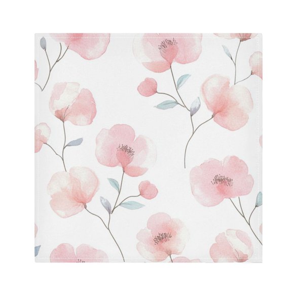 Satin Polyester Napkins - 20x20 InchSingle-Sided Printed Napkins, 1-Piece/4-Piece/6-Piece Set, DIY Personalized Table Setting，Pastel Pink Flower