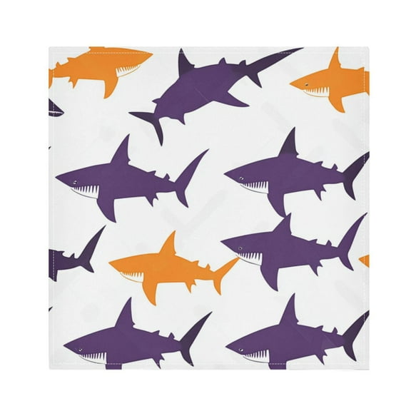 Satin Polyester Napkins - 20x20 InchSingle-Sided Printed Napkins, 1-Piece/4-Piece/6-Piece Set, DIY Personalized Table Setting，Shark
