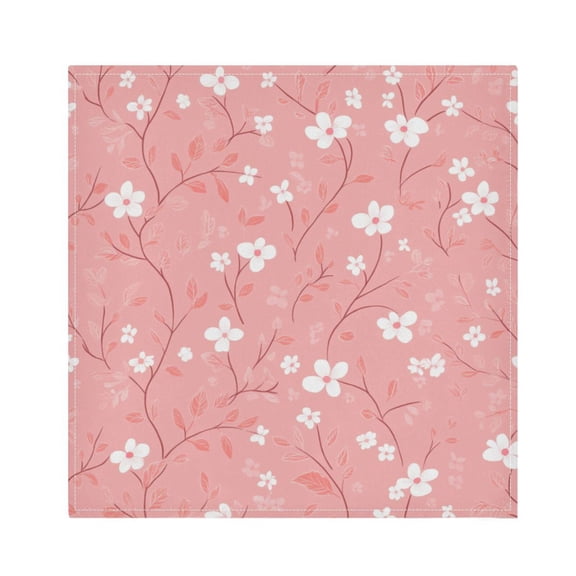 Satin Polyester Napkins - 20x20 InchSingle-Sided Printed Napkins, 1-Piece/4-Piece/6-Piece Set, DIY Personalized Table Setting,Small White Flowers