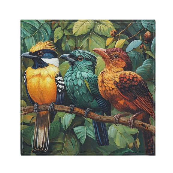 Satin Polyester Napkins - 20x20 InchSingle-Sided Printed Napkins, 1-Piece/4-Piece/6-Piece Set, DIY Personalized Table Setting,Three Cute Birds