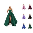 thumbnail image 1 of Satin Prom Dresses for Women Sleeveless Strapless Slit Zip Back A Line Maxi Dress Evening Ball Gown Wedding Guest Dress, 1 of 8