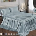 thumbnail image 1 of Satin Radiance 230 Thread Count Blue Solid Print Polyester Sheet Sets Twin-XL (Count 3), 1 of 9
