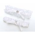 thumbnail image 1 of Satin Rhinestone Garter Set, White, 1 of 1