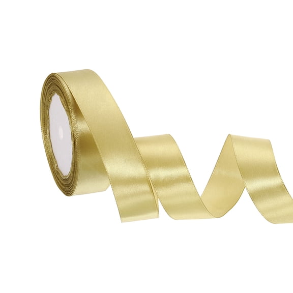 Satin Ribbon 1 Inch 24 Yards Solid Polyester Satin Ribbons for Gift Wrapping Wedding Party Decoration Flower Bouquet Crafts Christmas, Dry Yellow