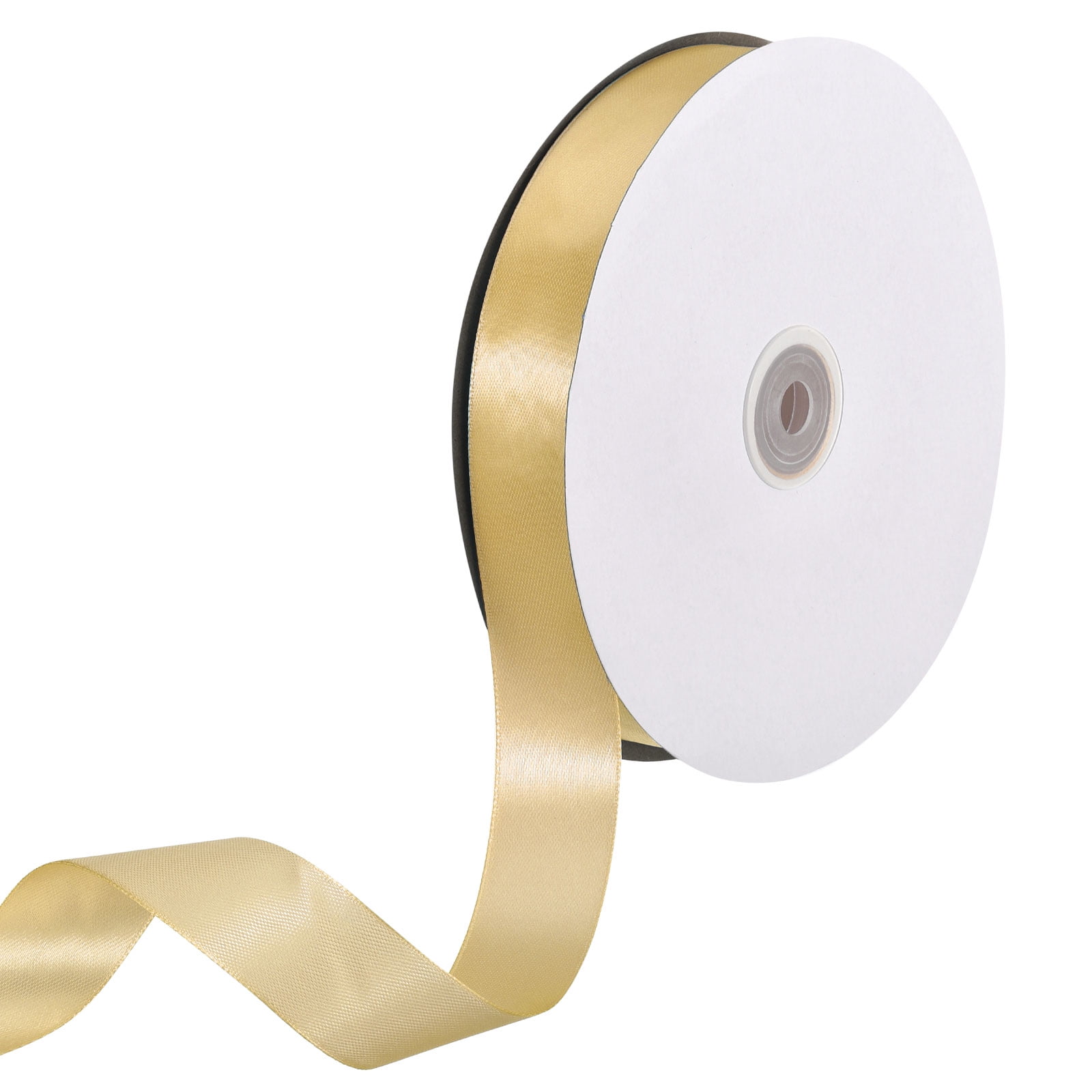 Satin Ribbon, 1 Inch x 100 Yards Champagne Gold Single Face Polyester ...