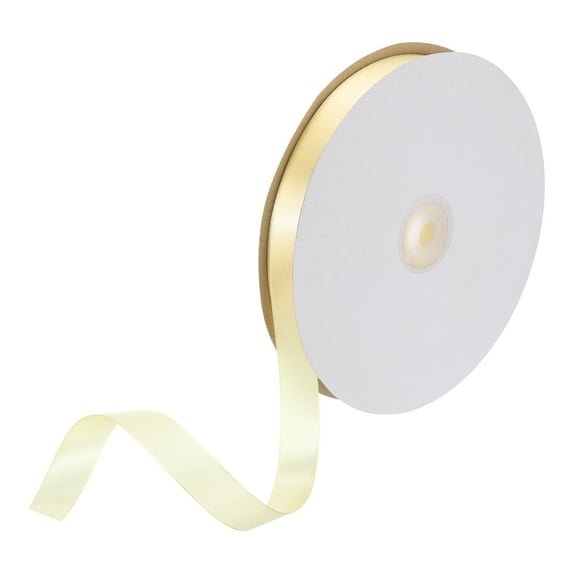 Uxcell Satin Ribbon, Single Face Polyester Satin Ribbon for Gift Wrapping, Crafts Light Gold 5/8 inch