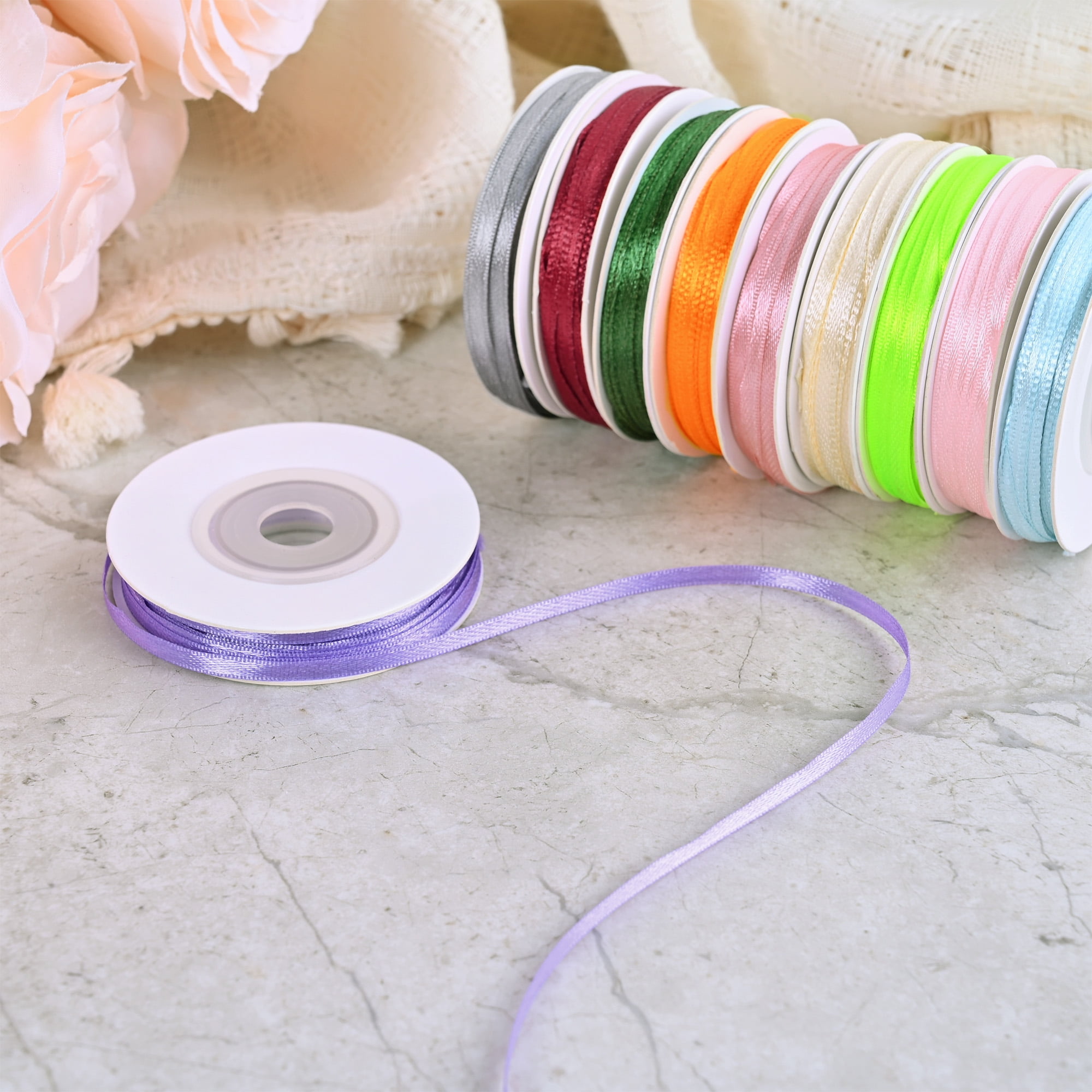 LoomJoyz Rainbow Ribbon Double Face Satin Ribbon 10 Light Colors ...