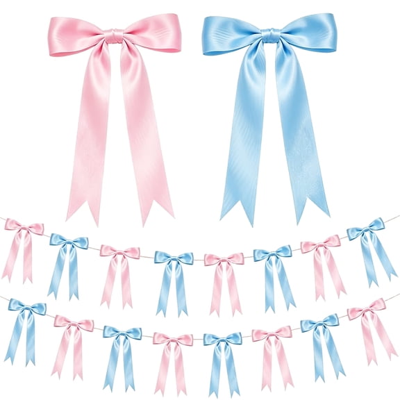 Satin Ribbon Garland Decor, Pre-Tied Bow Party Decorations for Backdrop