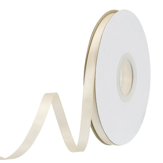 Uxcell Satin Ribbon Grosgrain Solid Silk Wedding Bouquet Ribbon for Valentine's Day Gift Wrapping Cake Box Bows Linen White-1/4" x 25 Yard