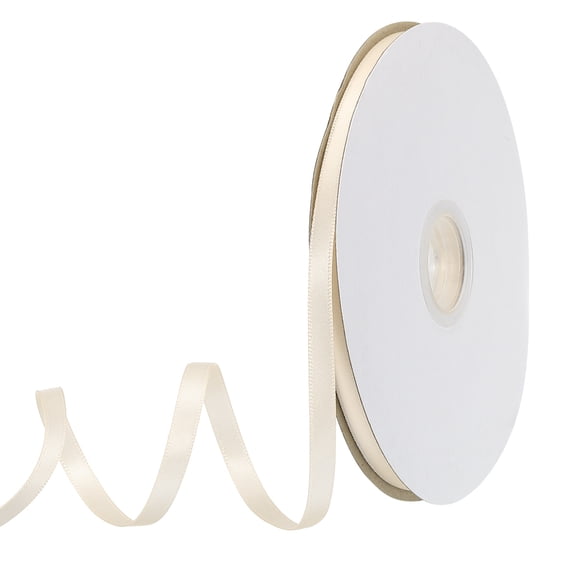 Uxcell Satin Ribbon Grosgrain Solid Silk Wedding Bouquet Ribbon for Valentine's Day Gift Wrapping Cake Box Bows Cream White-3/8" x 50 Yard