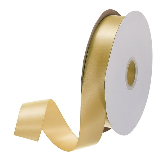 Uxcell Satin Ribbon Grosgrain Solid Silk Wedding Bouquet Ribbon for Valentine's Day Gift Wrapping Cake Box Bows Champagne-1" x 50 Yard