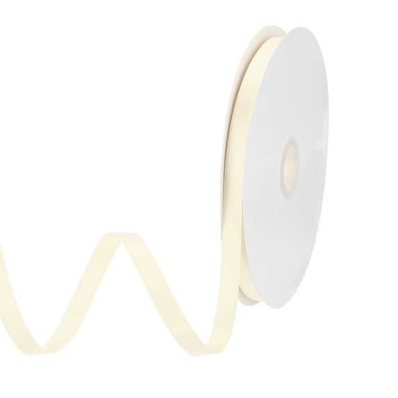 Uxcell Satin Ribbon Grosgrain Solid Silk Wedding Bouquet Ribbon for Valentine's Day Gift Wrapping Cake Box Bows Cream White-3/8" x 65 Yard