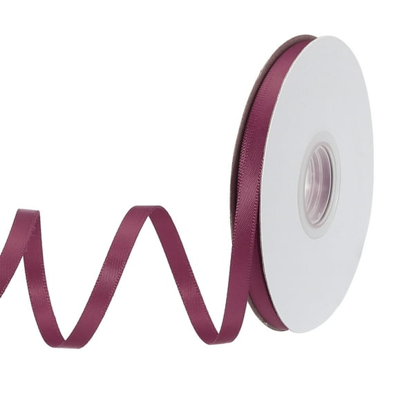 Uxcell Satin Ribbon Grosgrain Solid Silk Wedding Bouquet Ribbon for Valentine's Day Gift Wrapping Cake Box Bows Dark Magenta-1/4" x 25 Yard