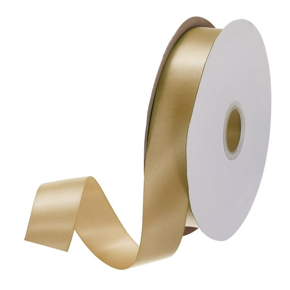 Uxcell Satin Ribbon Grosgrain Solid Silk Wedding Bouquet Ribbon for Valentine's Day Gift Wrapping Cake Box Bows Gold-1" x 25 Yard