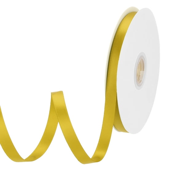 Uxcell Satin Ribbon Grosgrain Solid Silk Wedding Bouquet Ribbon for Valentine's Day Gift Wrapping Cake Box Bows Gold Yellow-3/8" x 33 Yard