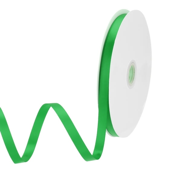 Uxcell Satin Ribbon Grosgrain Solid Silk Wedding Bouquet Ribbon for Valentine's Day Gift Wrapping Cake Box Bows Green-3/8" x 65 Yard