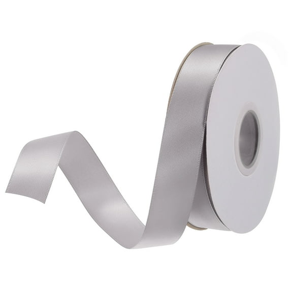 Uxcell Satin Ribbon Grosgrain Solid Silk Wedding Bouquet Ribbon for Valentine's Day Gift Wrapping Cake Box Bows Grey-3/4" x 25 Yard