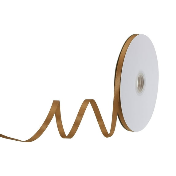 Uxcell Satin Ribbon Grosgrain Solid Silk Wedding Bouquet Ribbon for Valentine's Day Gift Wrapping Cake Box Bows Light Brown-3/8" x 50 Yard