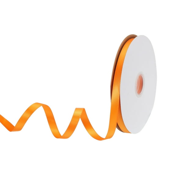 Uxcell Satin Ribbon Grosgrain Solid Silk Wedding Bouquet Ribbon for Valentine's Day Gift Wrapping Cake Box Bows Orange-3/8" x 50 Yard