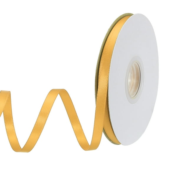 Uxcell Satin Ribbon Grosgrain Solid Silk Wedding Bouquet Ribbon for Valentine's Day Gift Wrapping Cake Box Bows Yellow-3/8" x 25 Yard