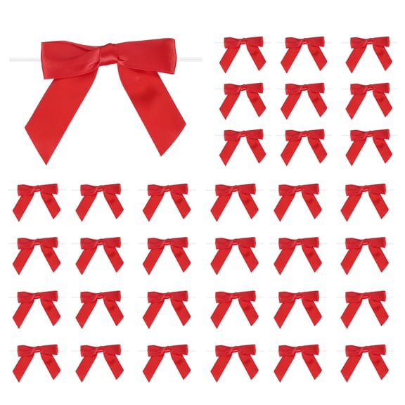 Satin Ribbon Twist Tie Bows Small Craft Bows for DIY Gift Wrapping Champagne Bottle Wedding Christmas Birthday Decor Red