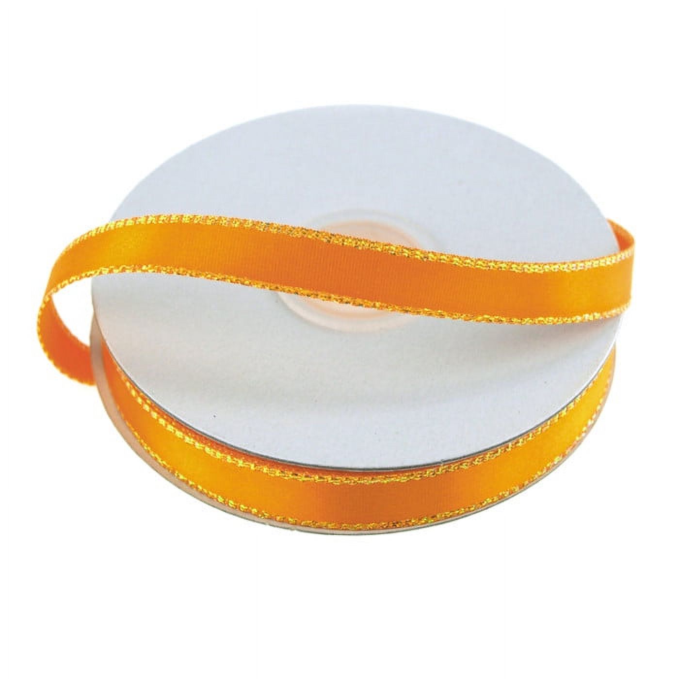 FIREFLY IMPORTS Satin Ribbon with Iridescent Edge, 3/8-inch, 25-yard, Orange
