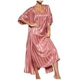 thumbnail image 1 of Satin Robes Set Women's Silk Pajama Set with Nightgown 2 Piece Sleepwear Long Cami Nightwear Loungewear, 1 of 7