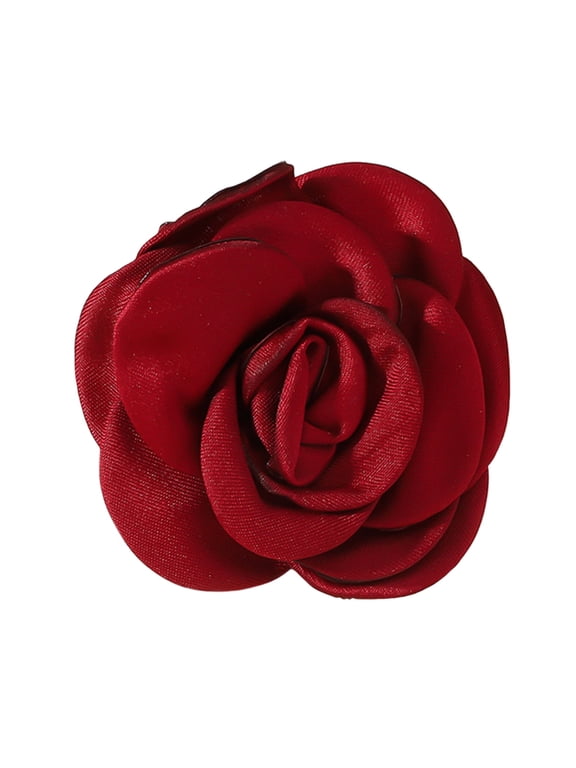 Satin Rose Flower Brooch Lapel Pins, Classic for Wedding Party Dance Banquet for Women Dress Suit Ceremony Clothes Accessories Jewelry Valentine's Day Gifts